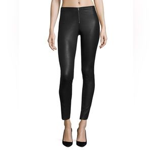 Alice & Olivia front zip black leather Pants.